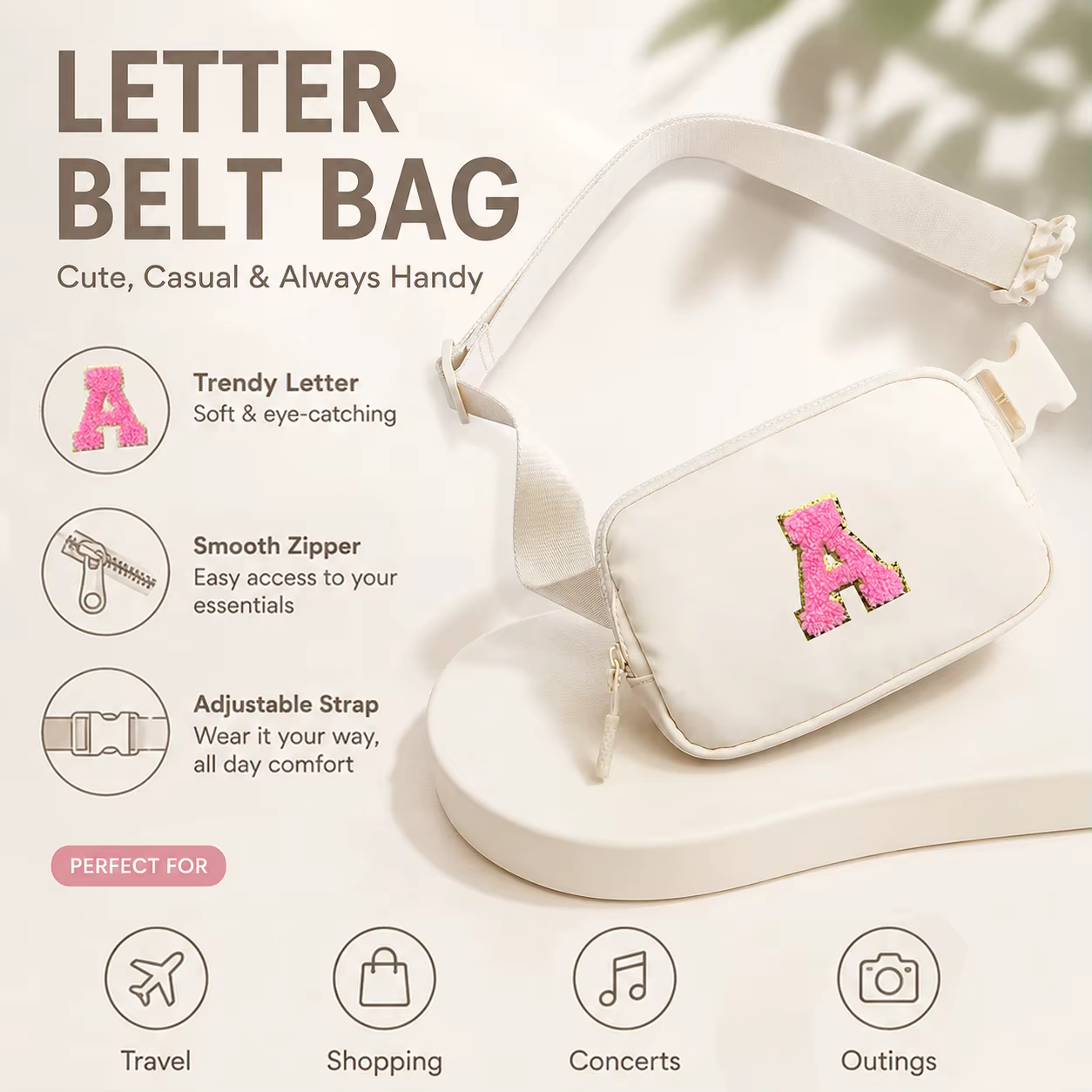 Sac banane initialisé, sac bandoulière pour filles