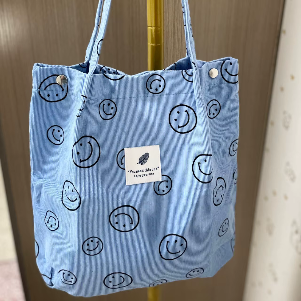 Sac à bandoulière en velours côtelé grande capacité