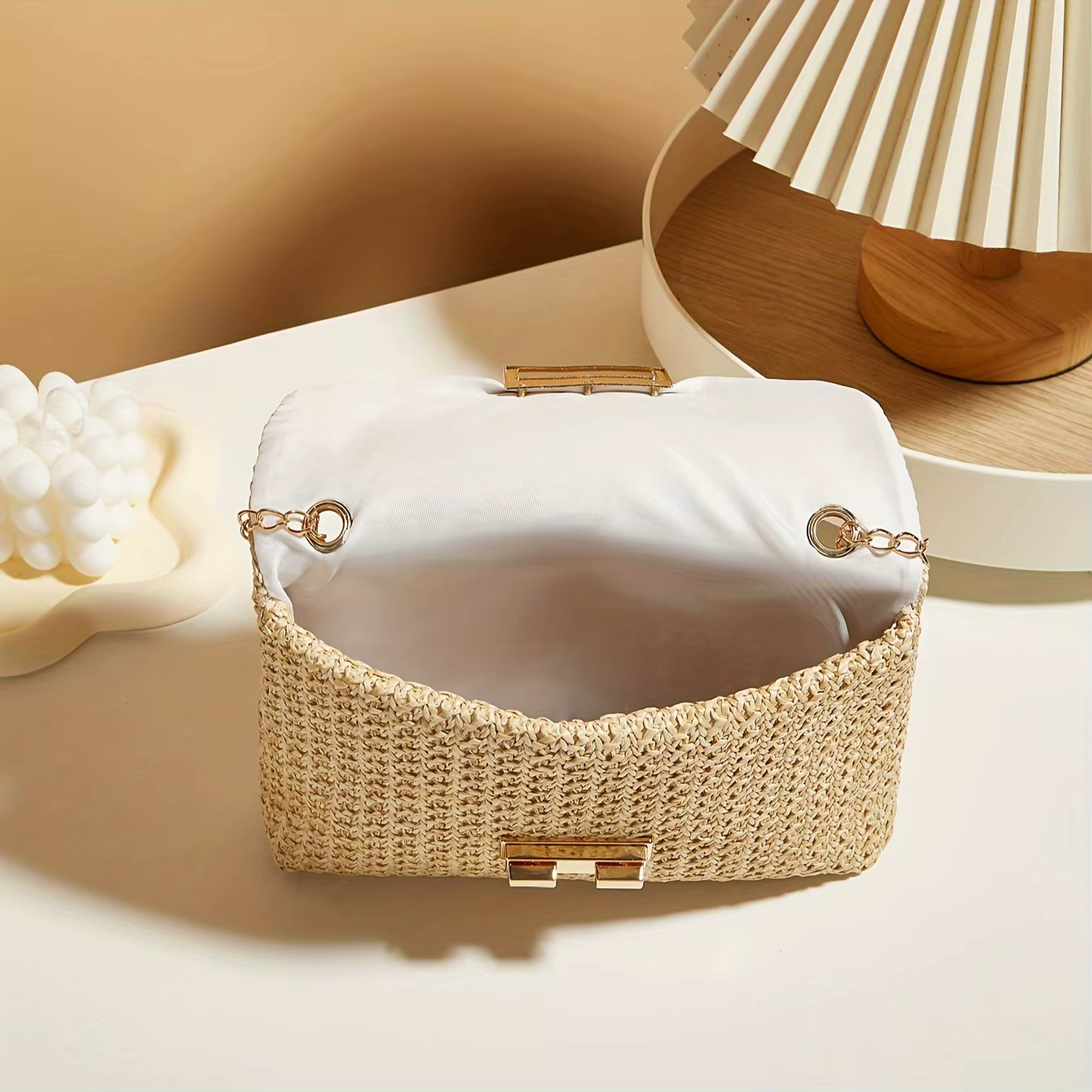 Sac à bandoulière tissé à la main en paille pour femmes