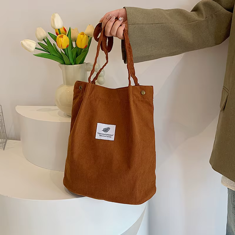 Sac à bandoulière en velours côtelé pour femmes