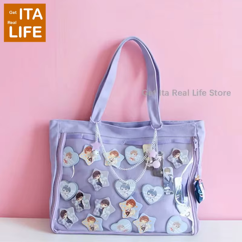 Italife violet Ita sac grand avec insérer femmes Lolita bandoulière Kawaii sac clair cartable pour adolescente Itabag épaule H210
