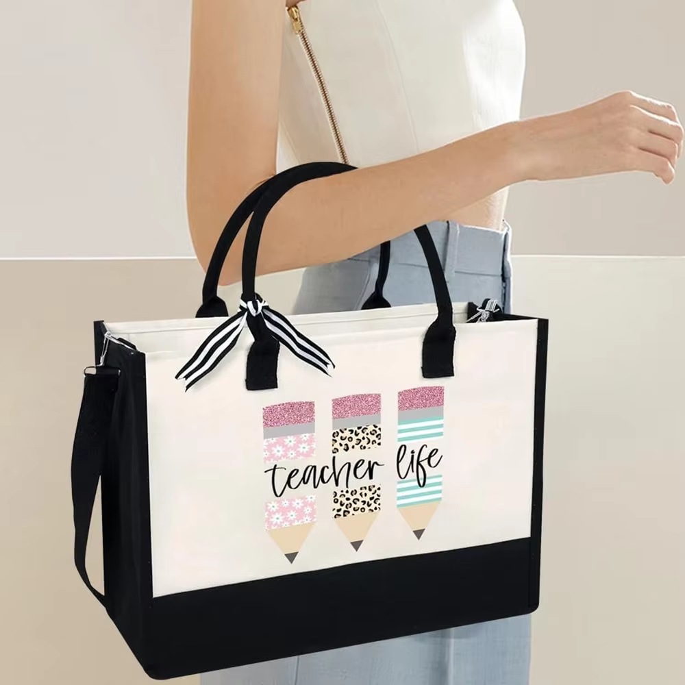 1 pièces 16.9*11.8*7.8 pouces sac fourre-tout de vie pour enseignant avec sangles cadeau de remerciement pour Mentor cadeaux de retour à l'école pour les enseignants Graduation