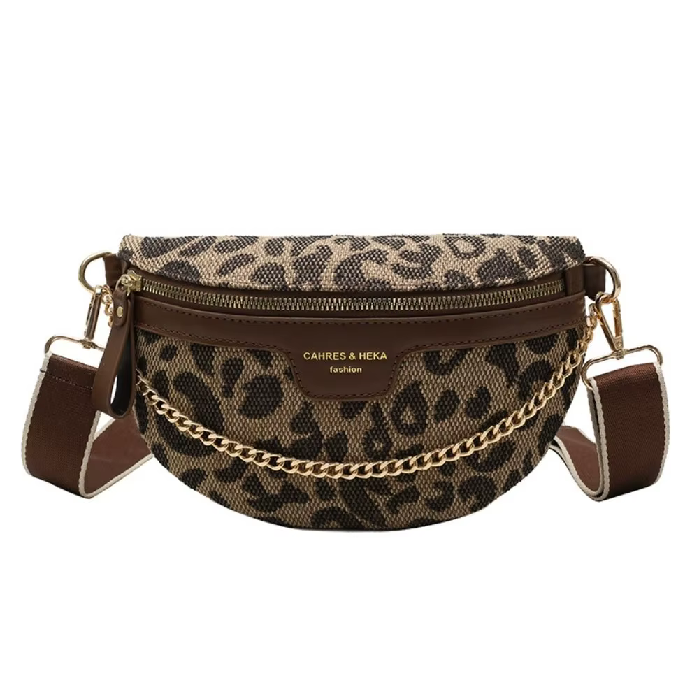Nouvelle sacoche de taille à imprimé léopard, fermeture éclair, en cuir PU, sac bandoulière, sangle réglable, sac à bandoulière, tenues quotidiennes