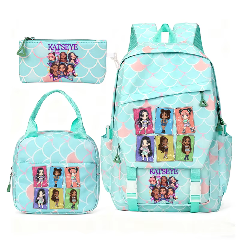 Katseye musique sacs à dos pour filles garçons 3 pièces voyage haute capacité étudiants