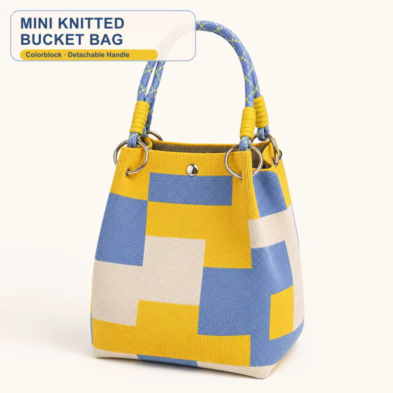 Mini sac seau tricoté pour femme