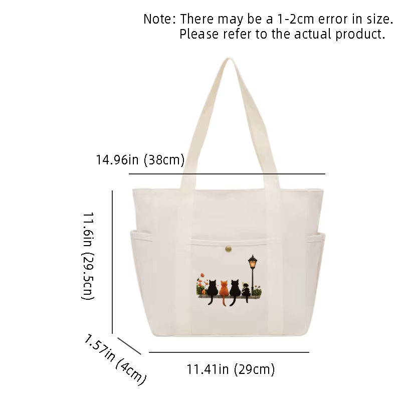 Filles femmes graphique sac fourre-tout grande capacité dessin animé épaule mignon chat Shopper sacs à main