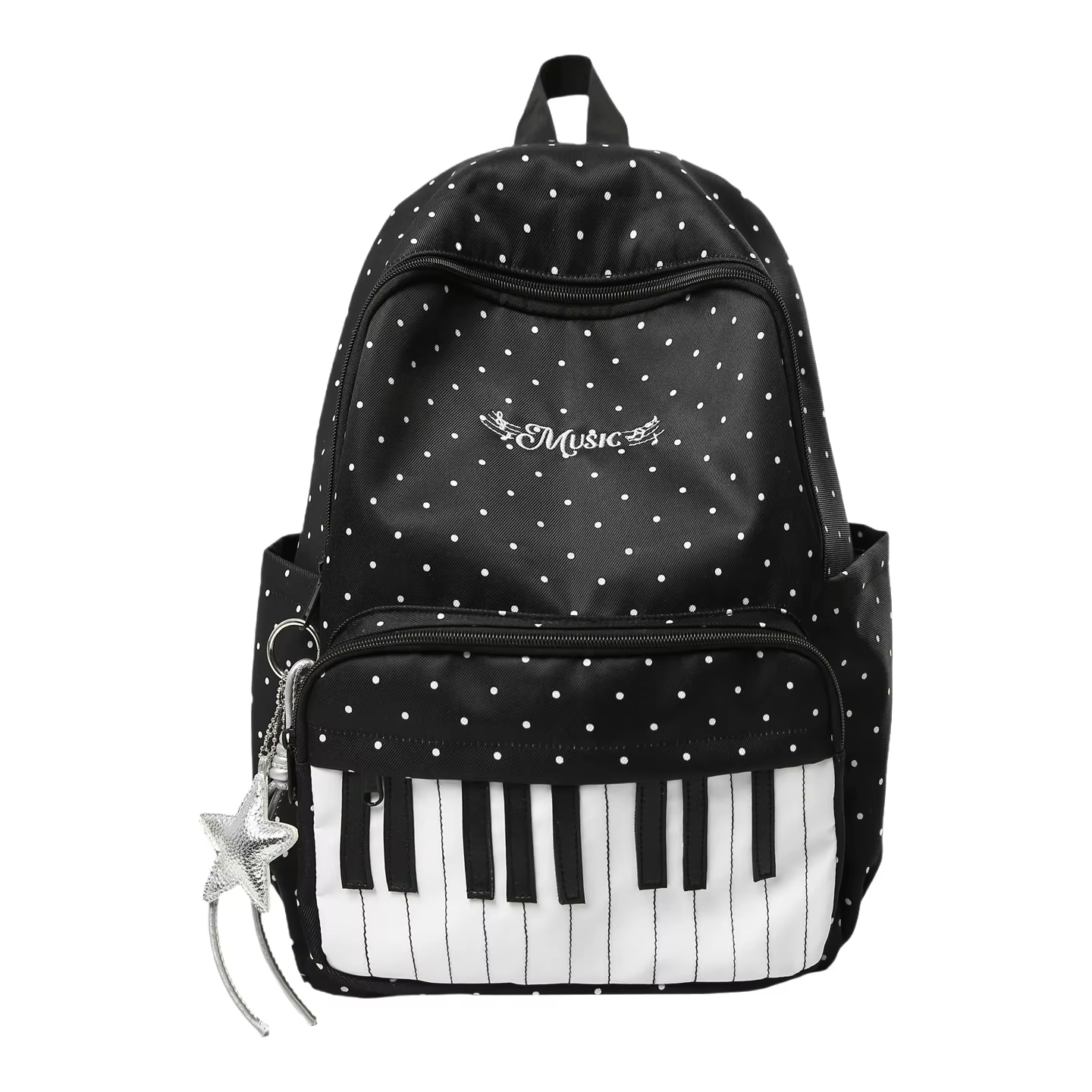 Sac à dos unisexe en nylon style japonais à motif piano