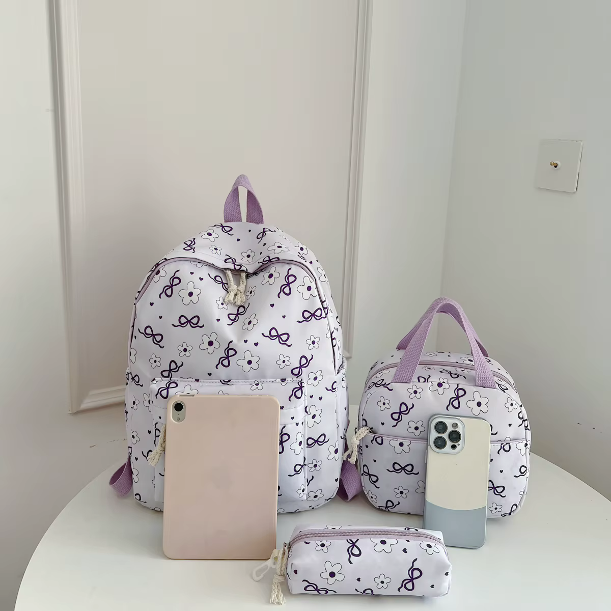 Sac à dos imprimé fleurs avec nœud