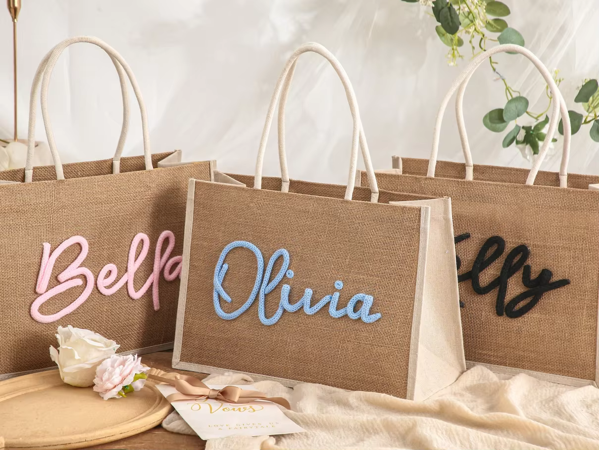 Sac fourre-tout en toile de jute personnalisé