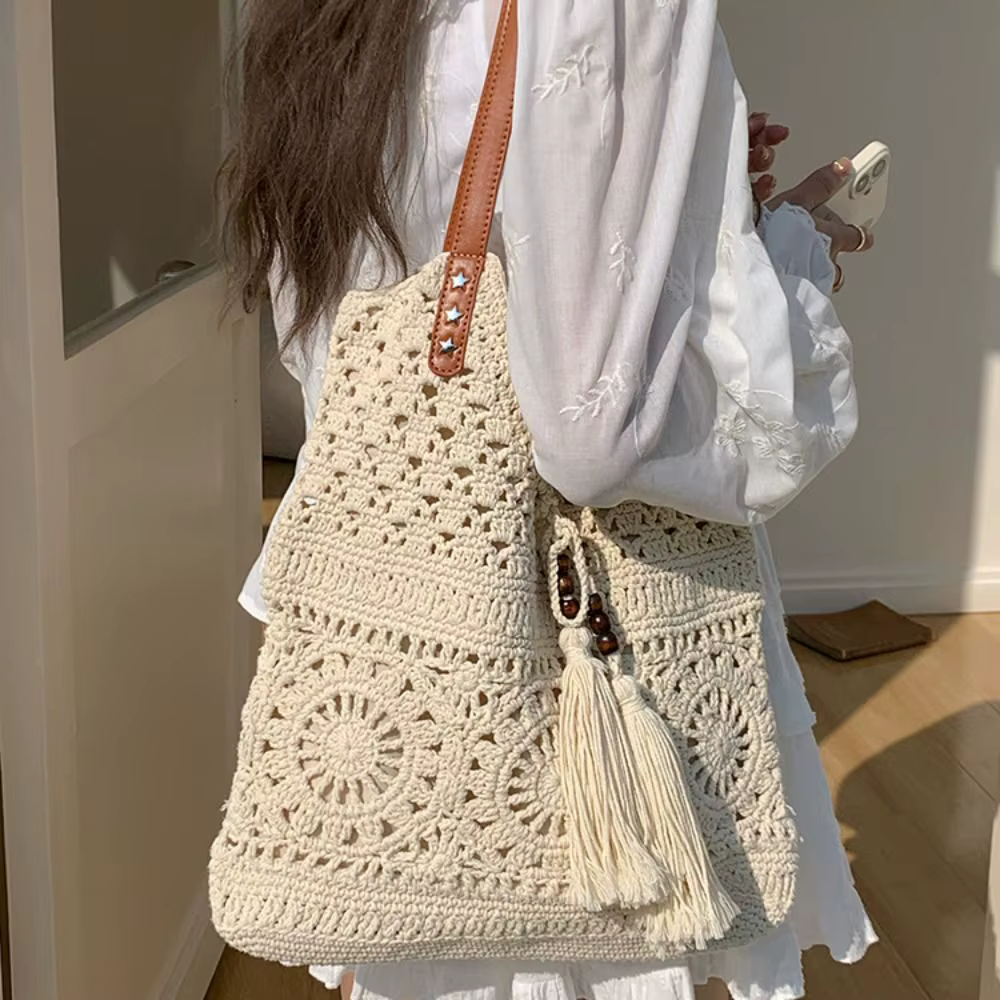 Sac fourre-tout en crochet bohème décontracté