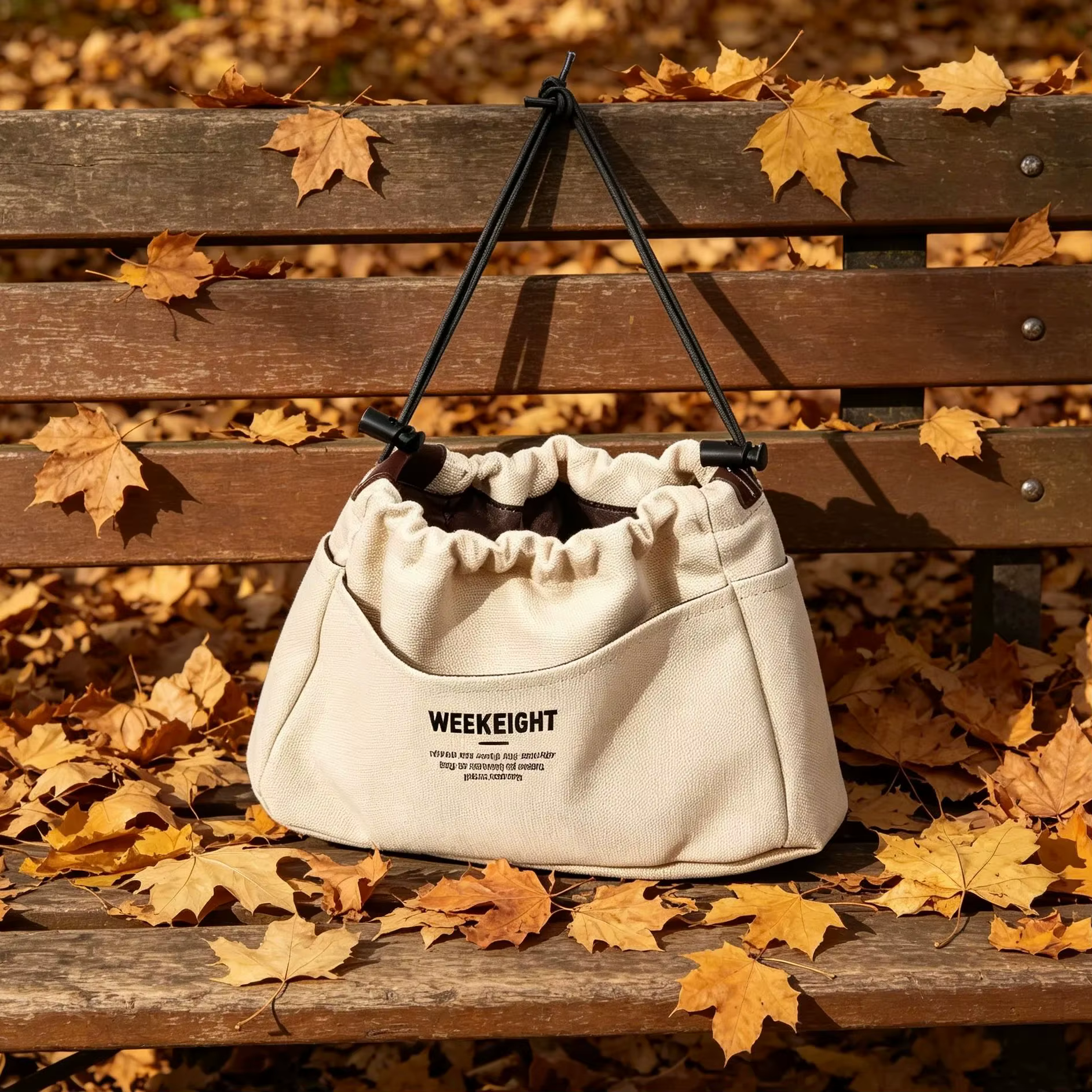Sac à cordon en toile avec doublure intérieure multi-poches