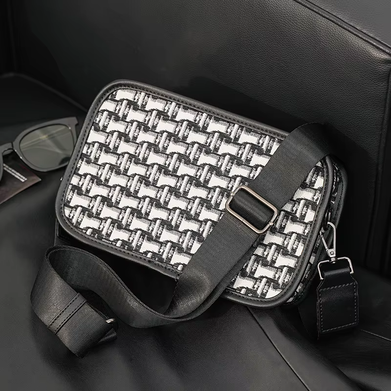 Sac bandoulière en toile jacquard pour homme