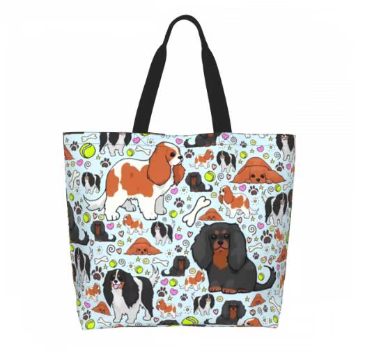 Sac fourre-tout coloré King Charles Spaniel Cartoon