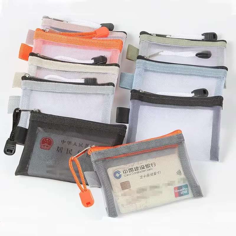 Mini porte-monnaie en Nylon transparent à fermeture éclair