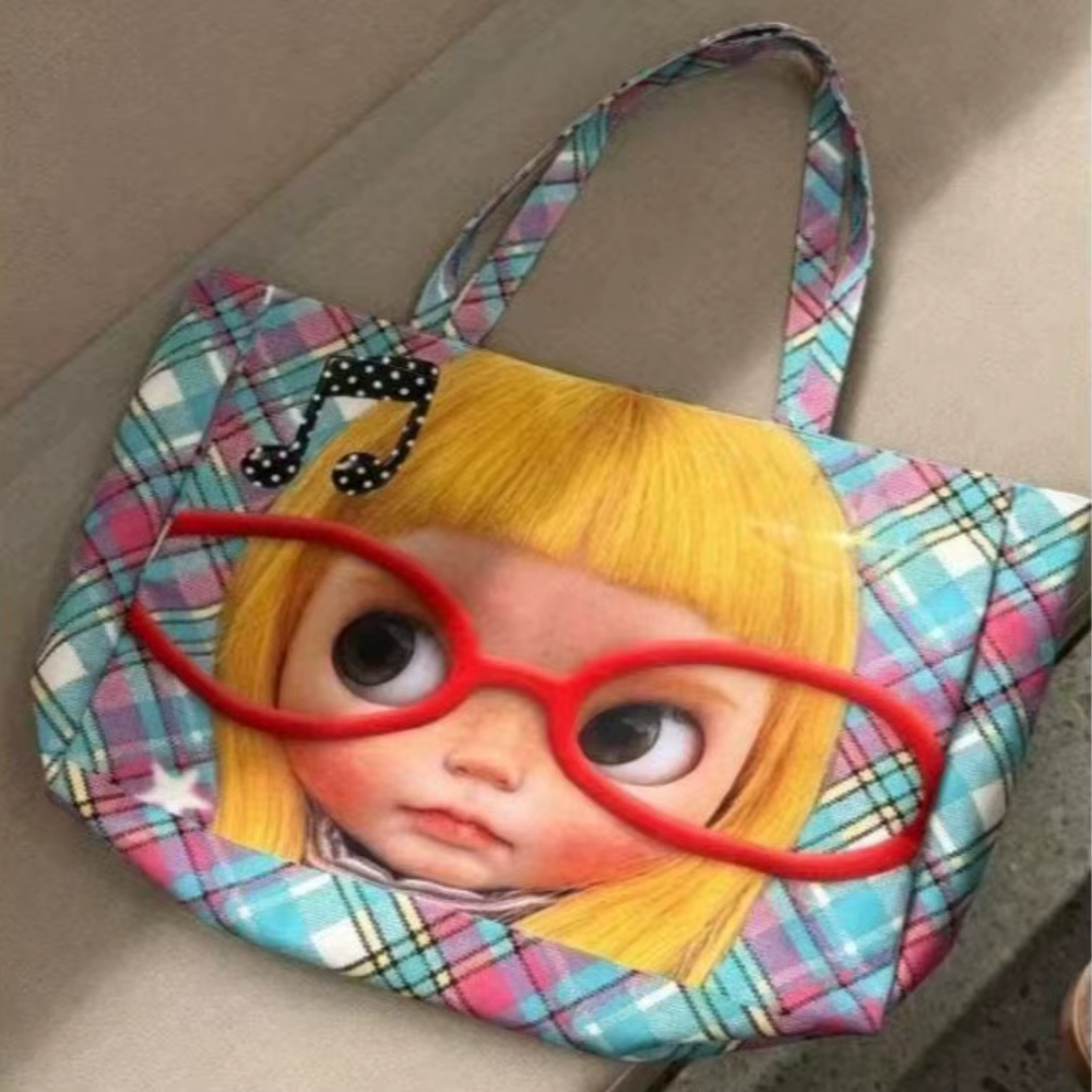Sac fourre-tout imprimé Y2K Cartoon Big Eye Girl