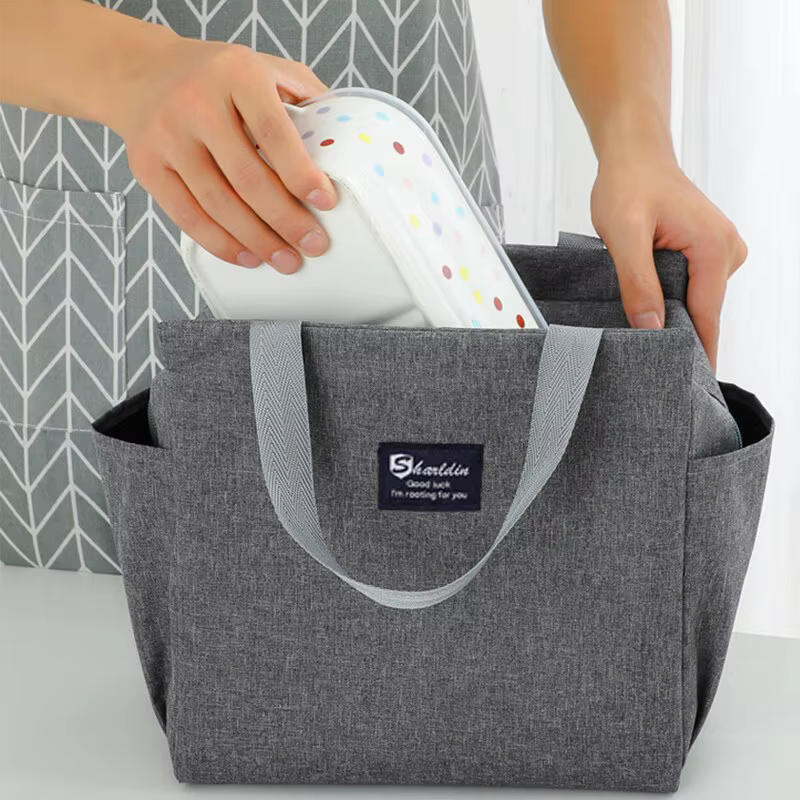 Sac Thermique DoublePocket Déjeuner Sac LargeCapacity Étudiants Repas Épais En Aluminium Feuille Portable Isolé Boîte
