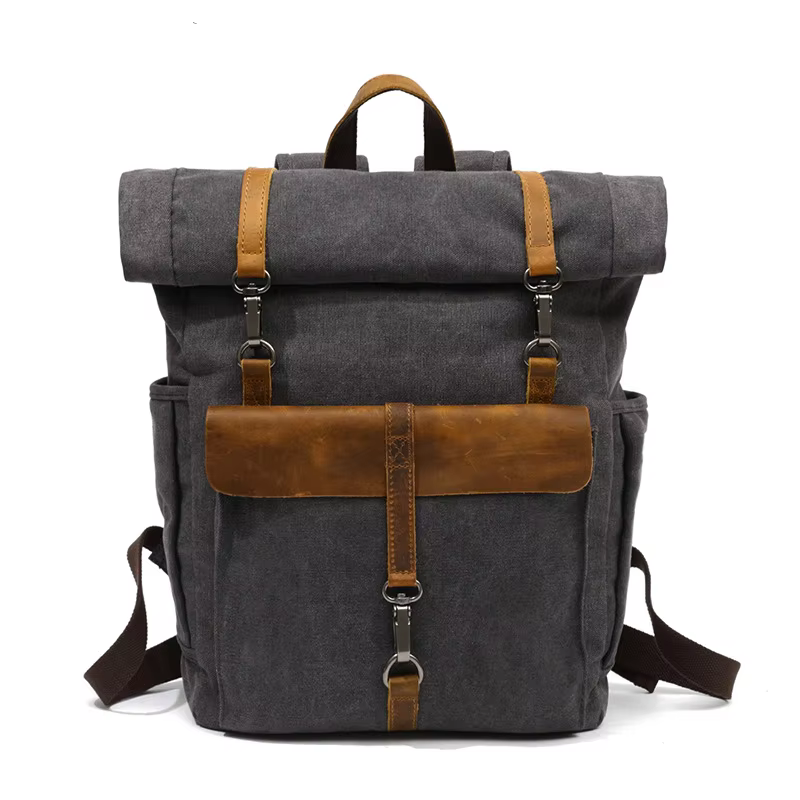 Sac à dos en toile de style vintage pour hommes et femmes avec bretelles réglables et compartiments spacieux