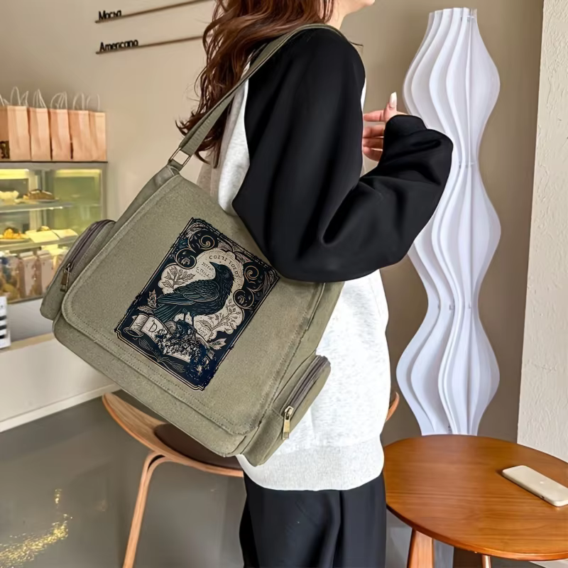 Sac à bandoulière Vintage imprimé corbeau pour femmes
