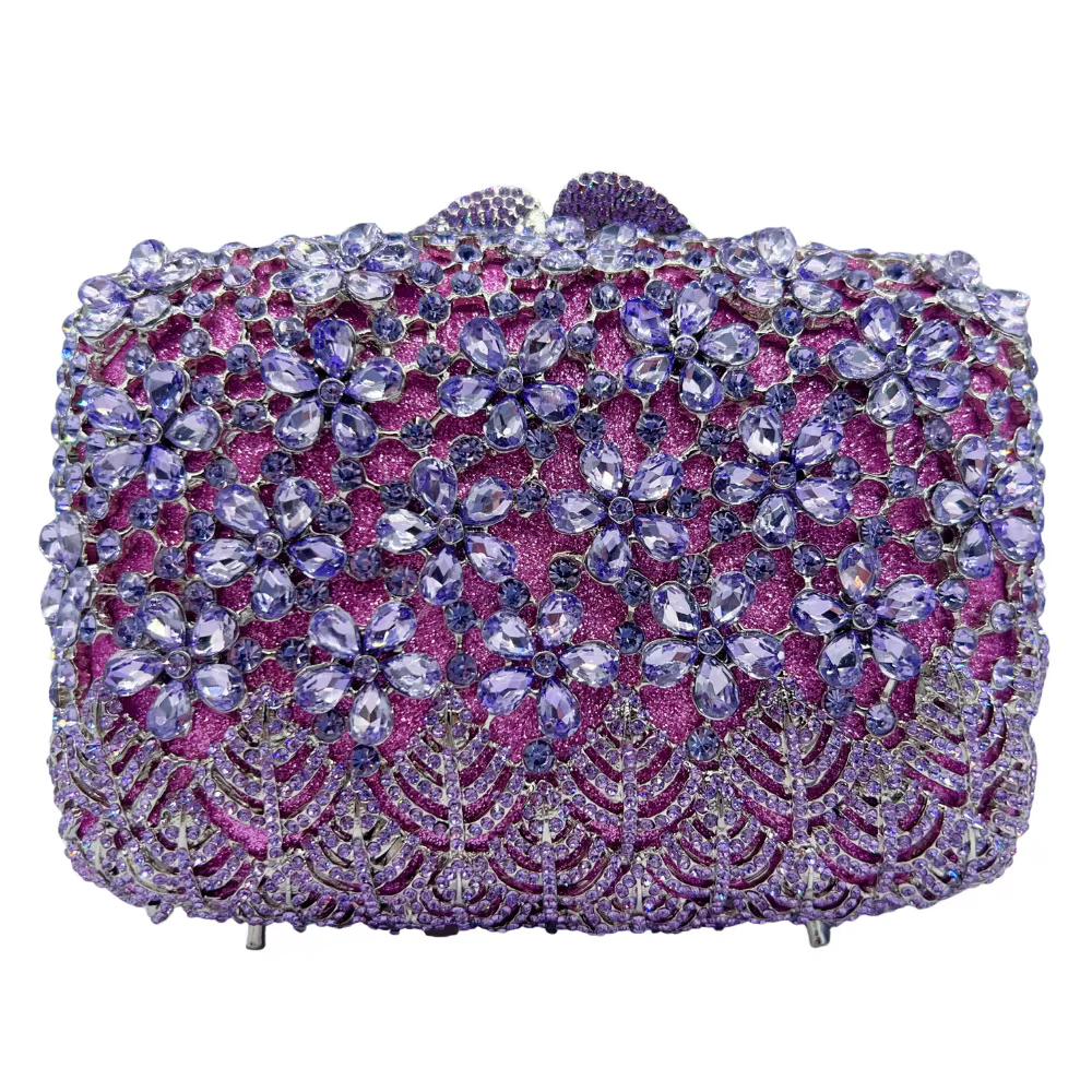 Sac en pierre nouveau lilas incrusté de diamants sac de dîner banquet fête mariage diamant femmes sac
