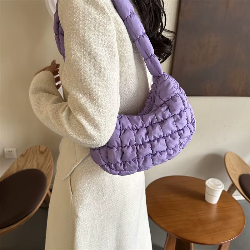 Sacs à bandoulière plissés matelassés pour femmes sac rembourré