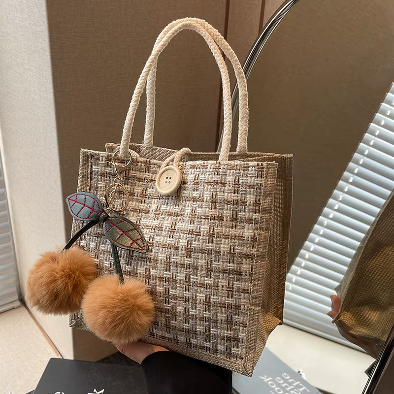 Sac à main en lin tissé pour dames