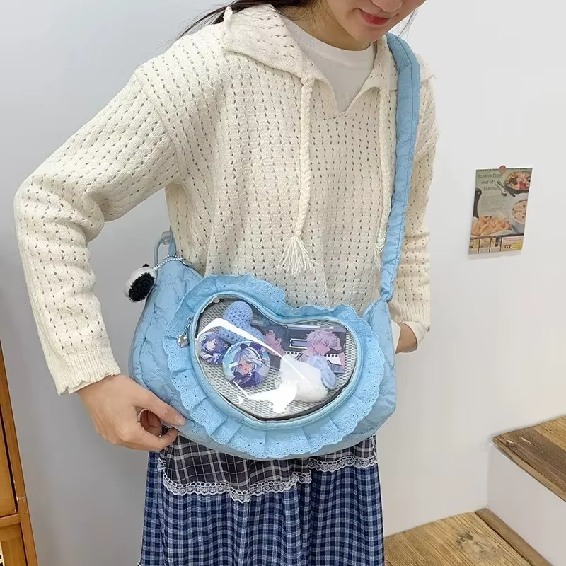 Sac à bandoulière coeur en dentelle pour femmes