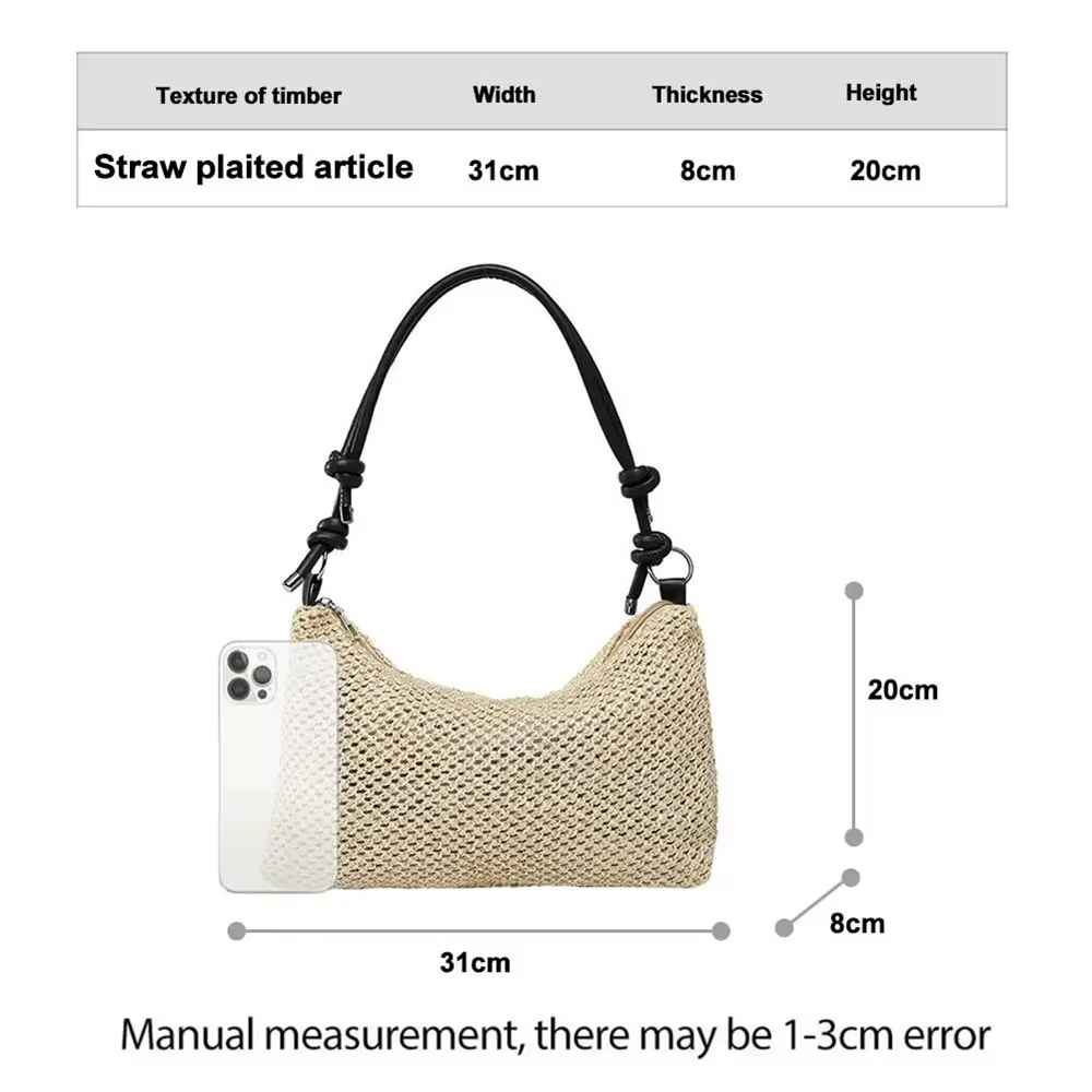 Sac de plage d'été en paille tressé à la main pour femmes et jeunes filles