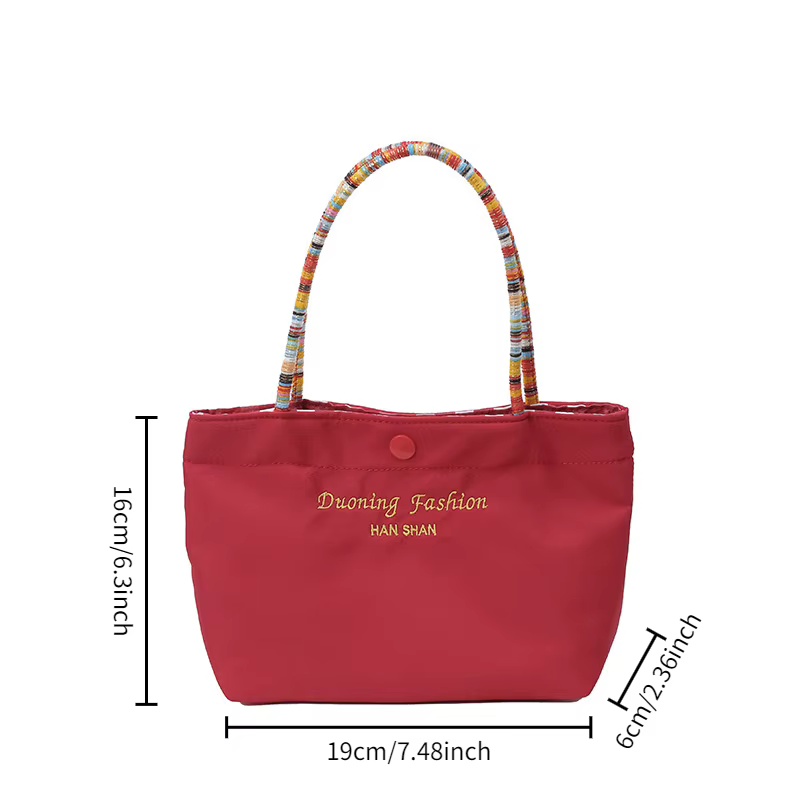 Sac à main pour femme en toile brodée avec lettres