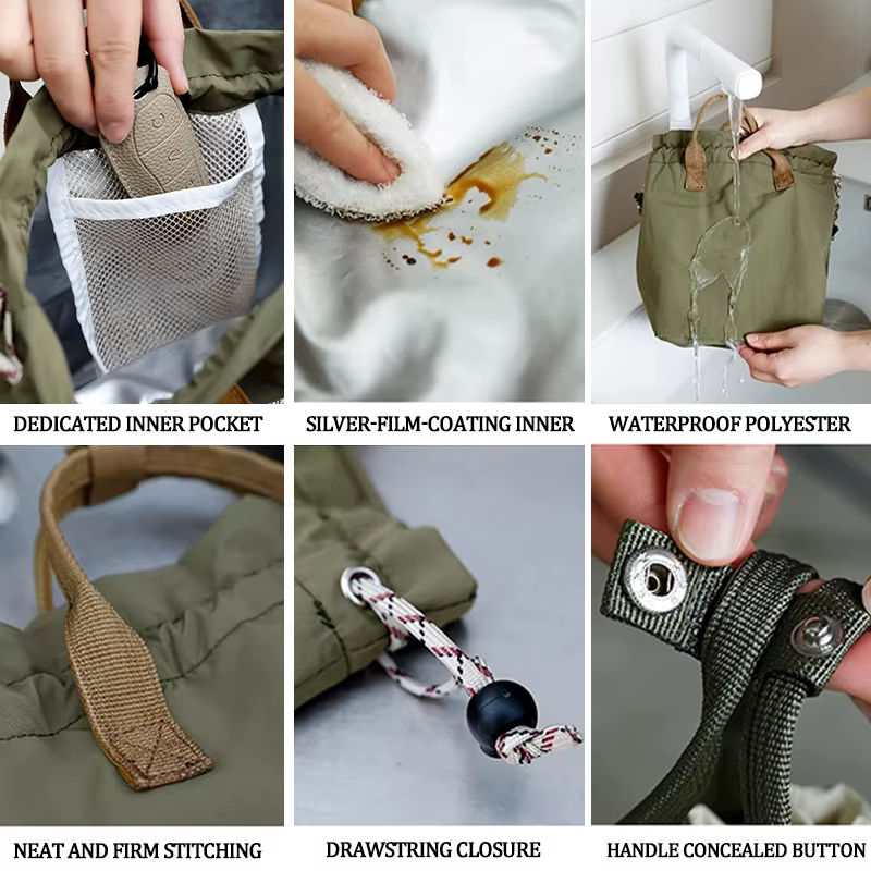UTEYNEE sac à déjeuner étanche de grande capacité sac à Bento isolant épaissi à trois couches pour le travail étudiant sac à poignée de pique-nique
