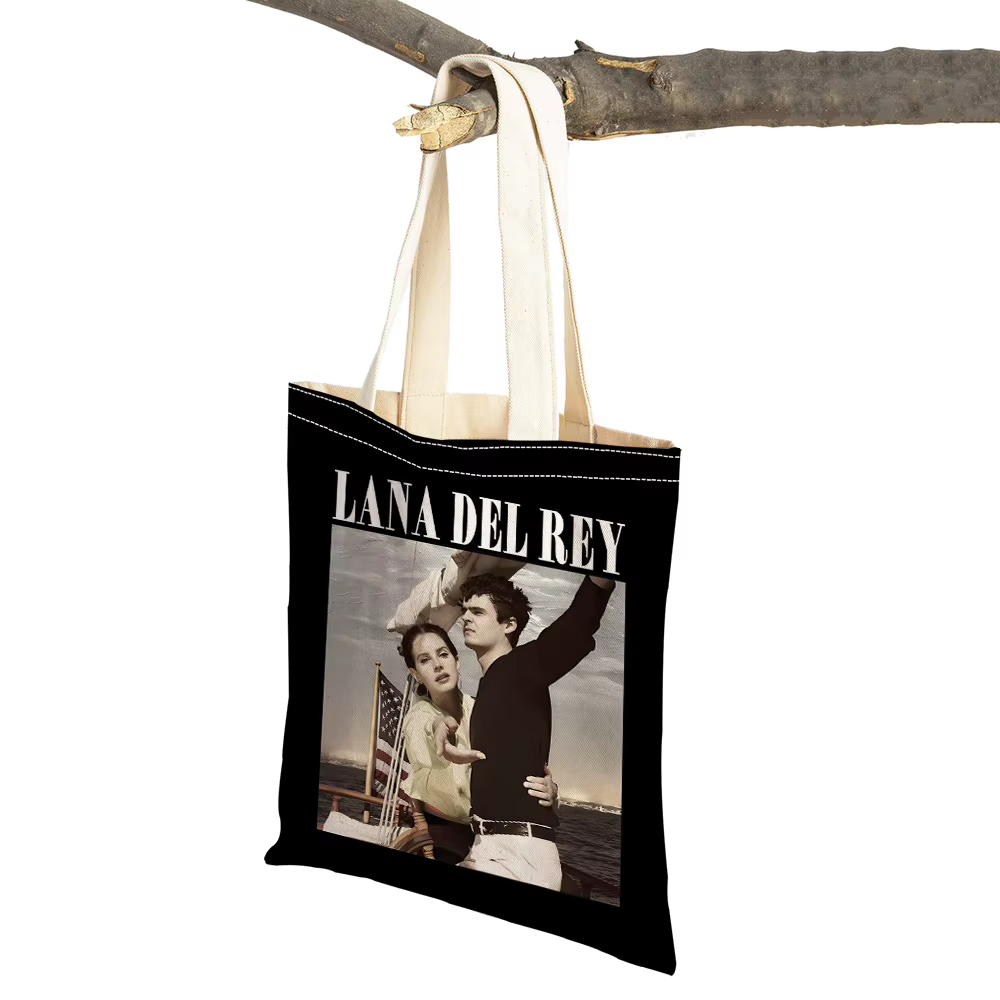 Décontracté Vintage Lana Del Rey fille sac à provisions dessin animé femmes Shopper sacs Double impression enfants cadeau dame fourre-tout épaule sac à main