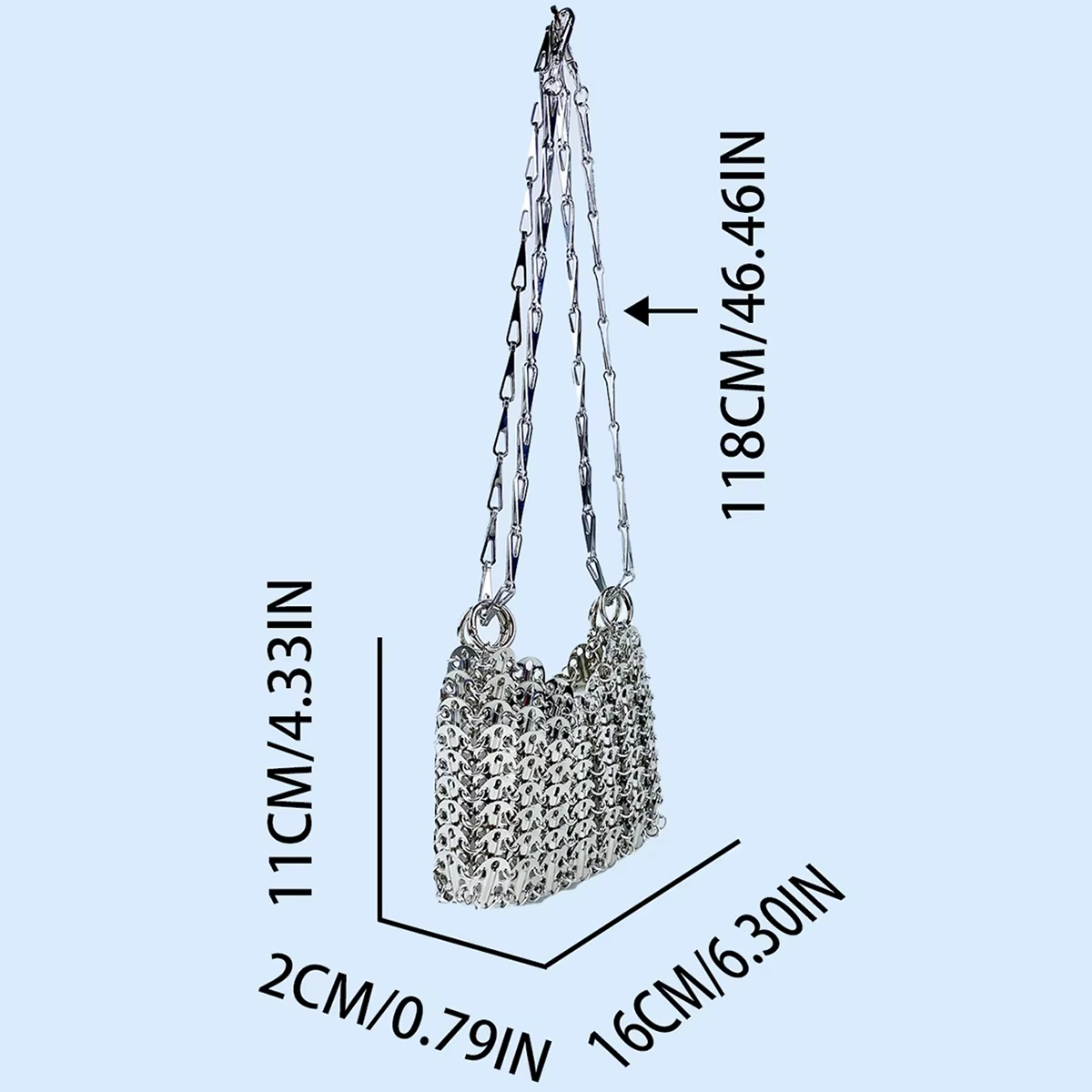 Sac argenté brillant tissé à la main