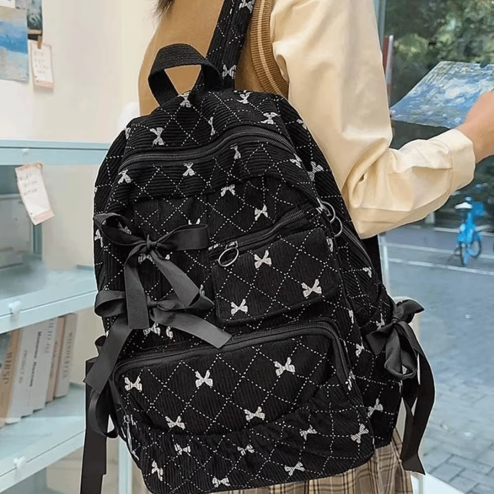 Sac à dos en velours côtelé avec nœud