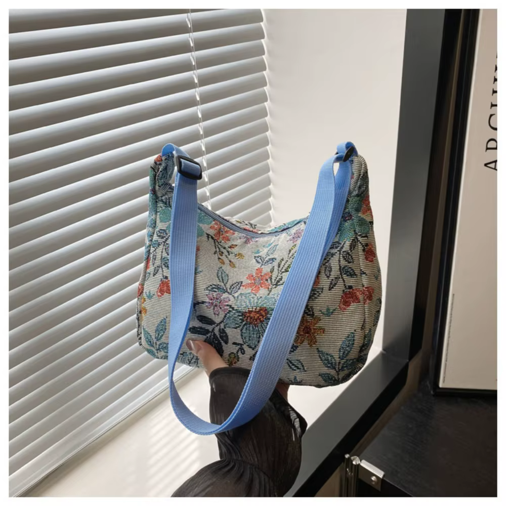 Sac à bandoulière Vintage décontracté motif imprimé demi-lune forme sac