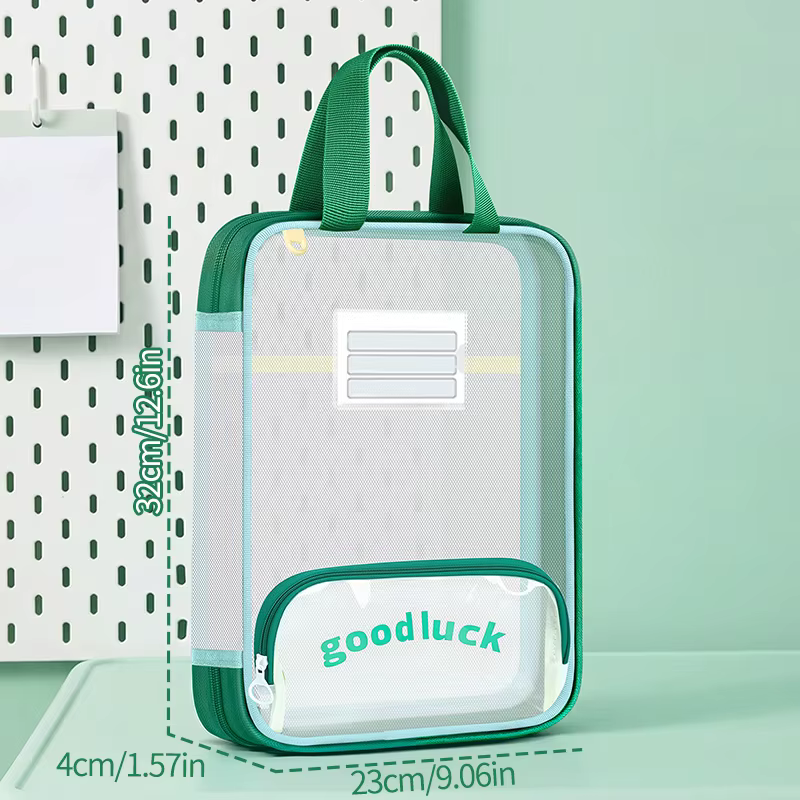 Sac fourre-tout vertical transparent grande capacité, sac de rangement zippé pour livres d'examen