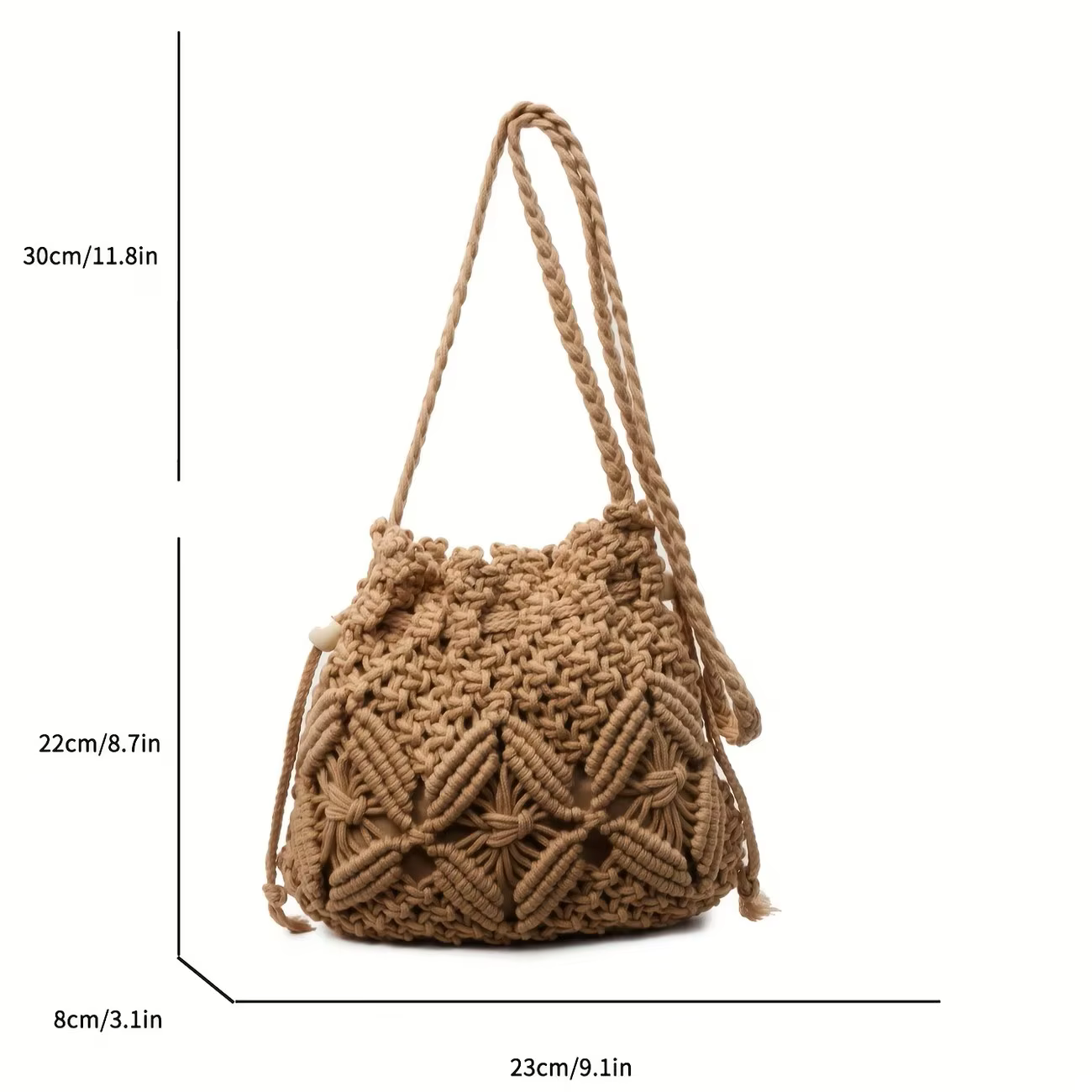 Sac seau bohème en macramé fait main