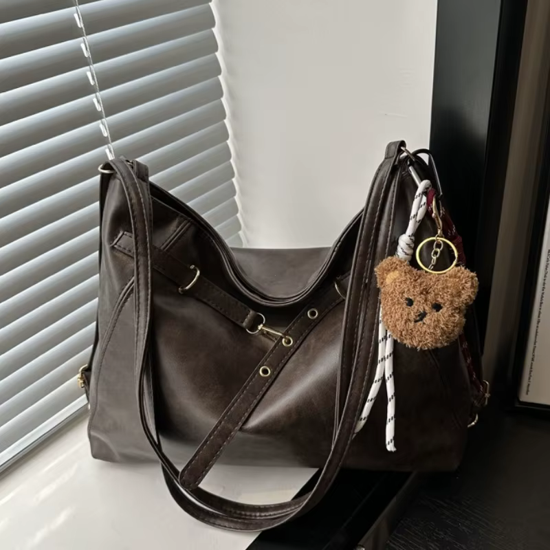 Rétro grande capacité femmes sac fourre-tout à la mode décontracté Double épaule sac à dos pour automne hiver nouveauté