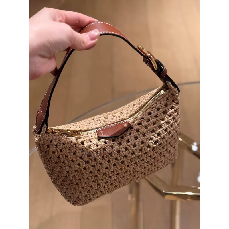 Sac à bandoulière pour femme en tricot épaissi à motif treillis