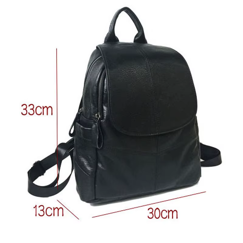 Sac à dos en cuir véritable antivol pour femme