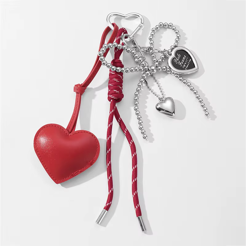Porte-clés à pampilles en forme de cœur d'amour, breloque de luxe, fait à la main, créatif, nœud papillon, mignon, brillant, accessoires de sac