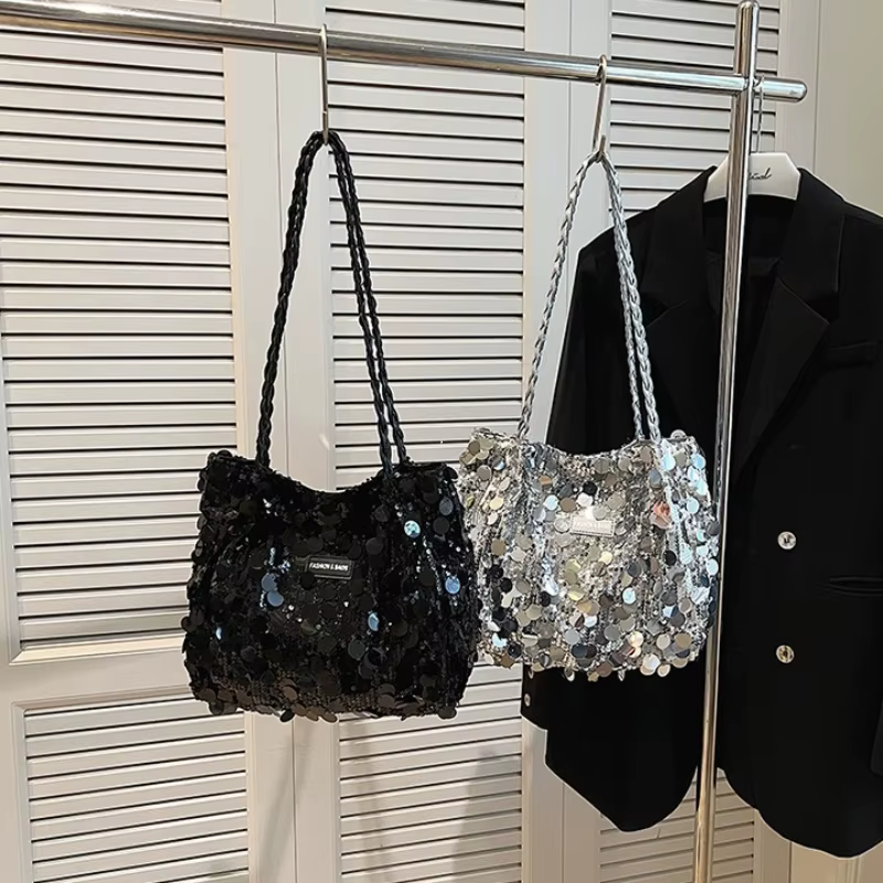 Grand sac sous les bras à paillettes de capacité