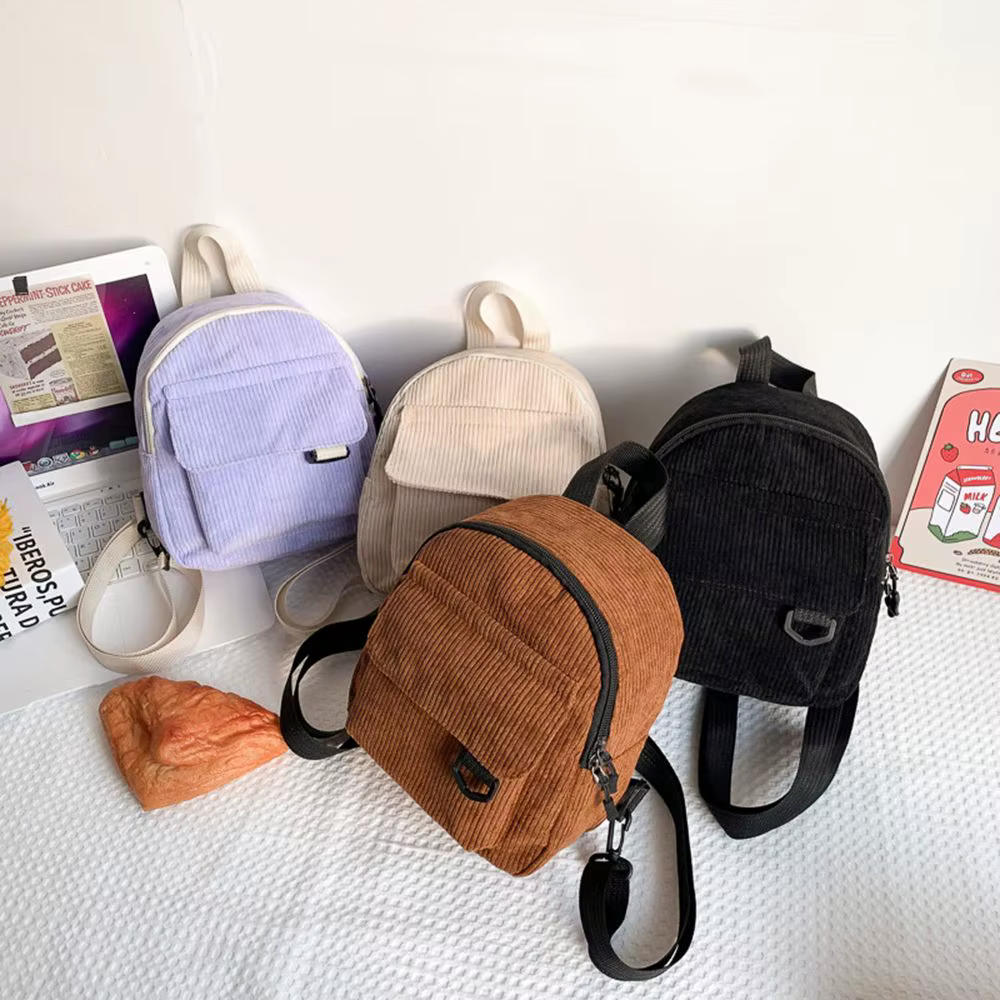 Mini sac à dos en velours côtelé pour femmes