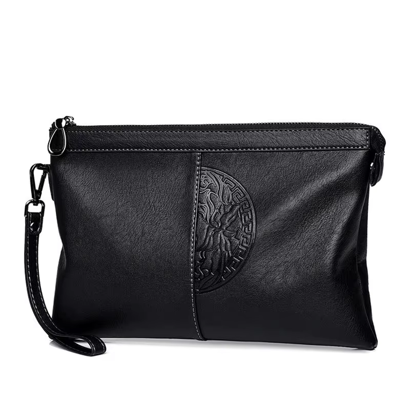 Pochette homme en cuir tanné végétal