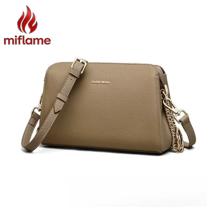 Sac à bandoulière en cuir véritable pour femme avec sangle réglable