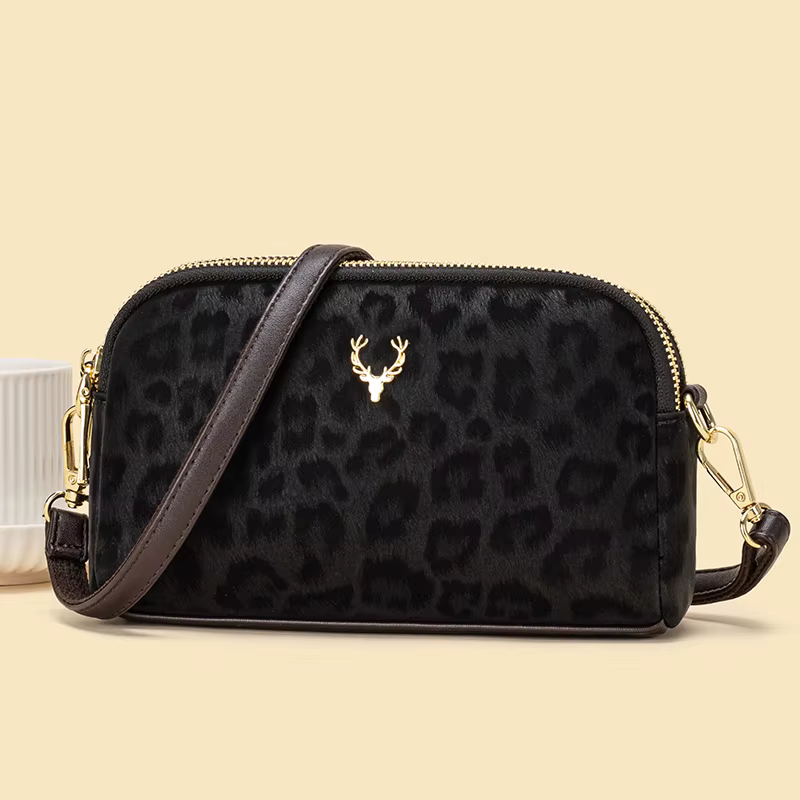 Sac à bandoulière simple imprimé léopard pour femmes