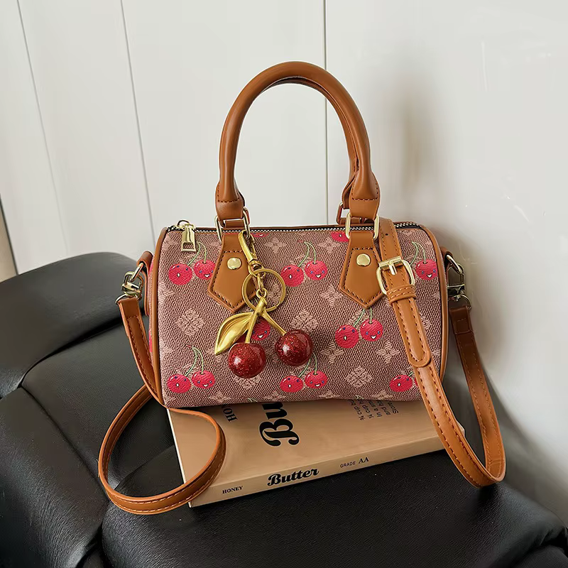 Sac Boston à imprimé cerises mignon