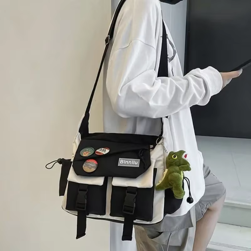 Harajuku hommes sacs à bandoulière en Nylon pour femmes Sac de messager filles école livre