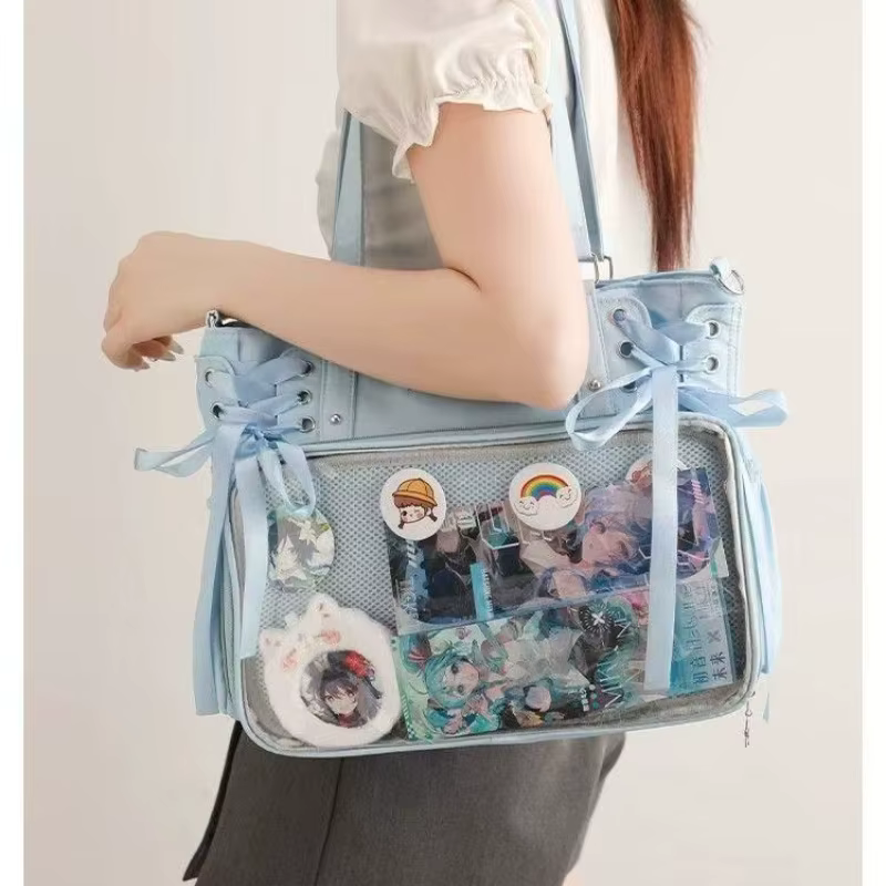 Italife luxe grand Ita sac avec ruban ACG affichage femmes bleu