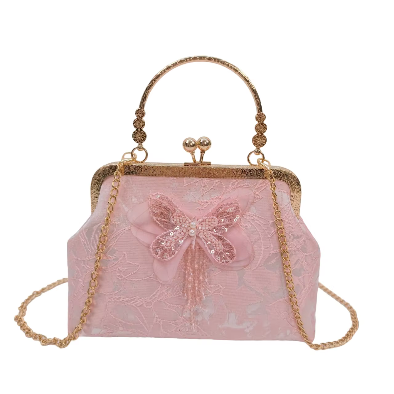 Pochette brodée papillon style chinois
