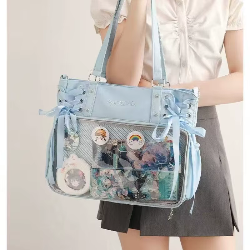 Italife luxe grand Ita sac avec ruban ACG affichage femmes bleu