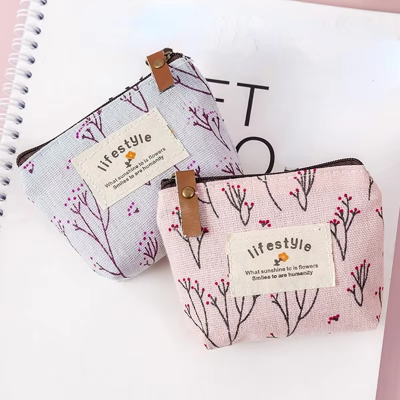 Mode Kawaii porte-monnaie toile Mini pochette florale sac à main femmes filles enfants pas cher